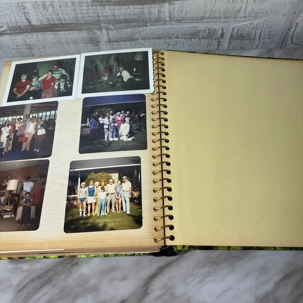 Vintage Groovy Floral Fabric Photo Album with Photos